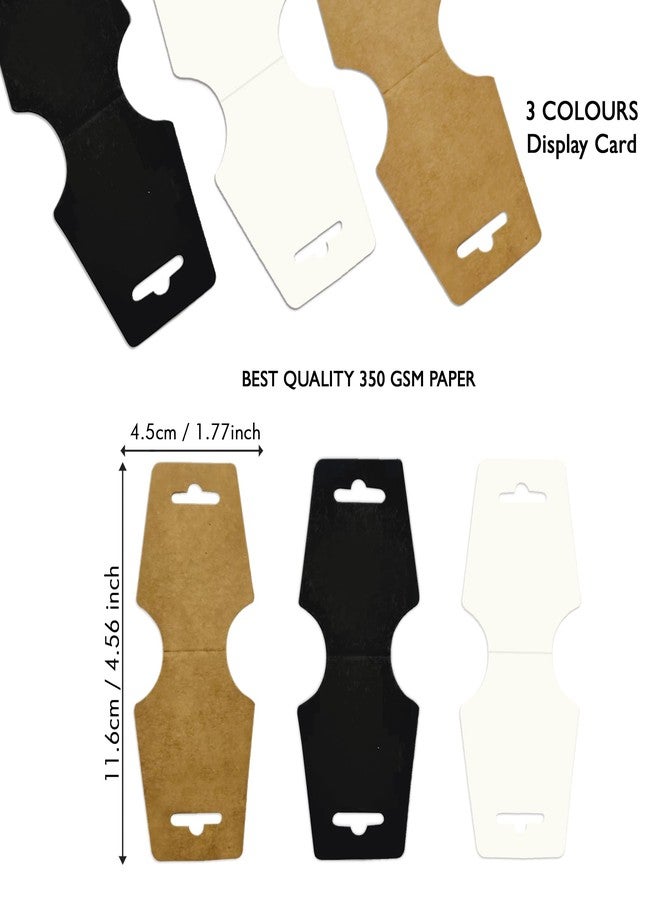 DEEPTAGS Jewellery Display Cards for Bracelet, Earring, Necklace, Jewelry, Hair Ties, in Black|Brown|White, 300 PCS (100 Each) - Image 2